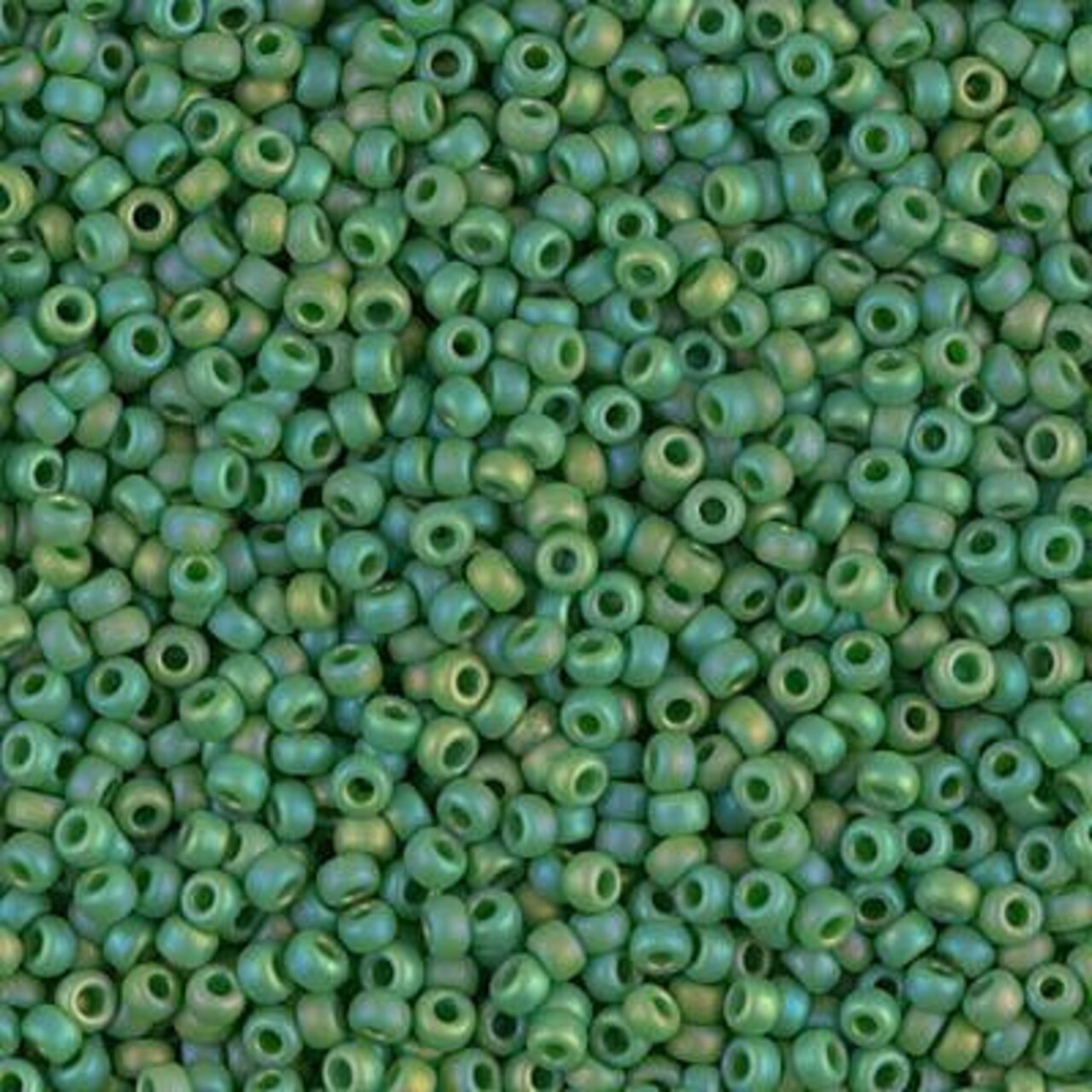 Miyuki 11 Round Seed Bead, 11-411FR, Matte Op Green AB, 13 grams